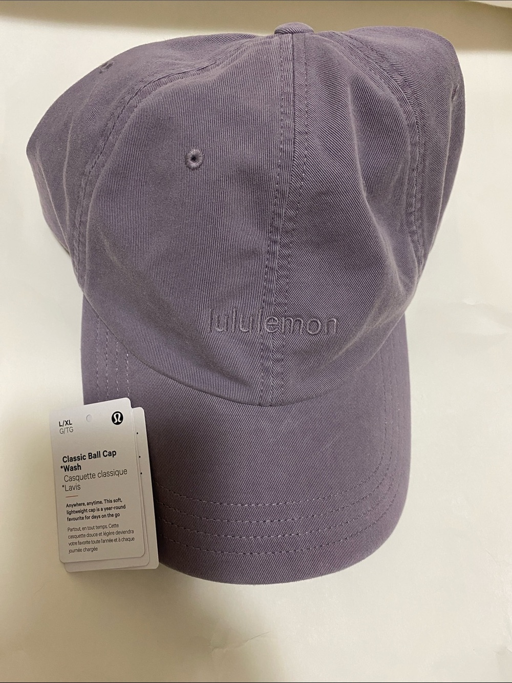 Lululemon Unisex Classic Ball Cap- Dilute Wash Dusky Lavender(L/XL) *New